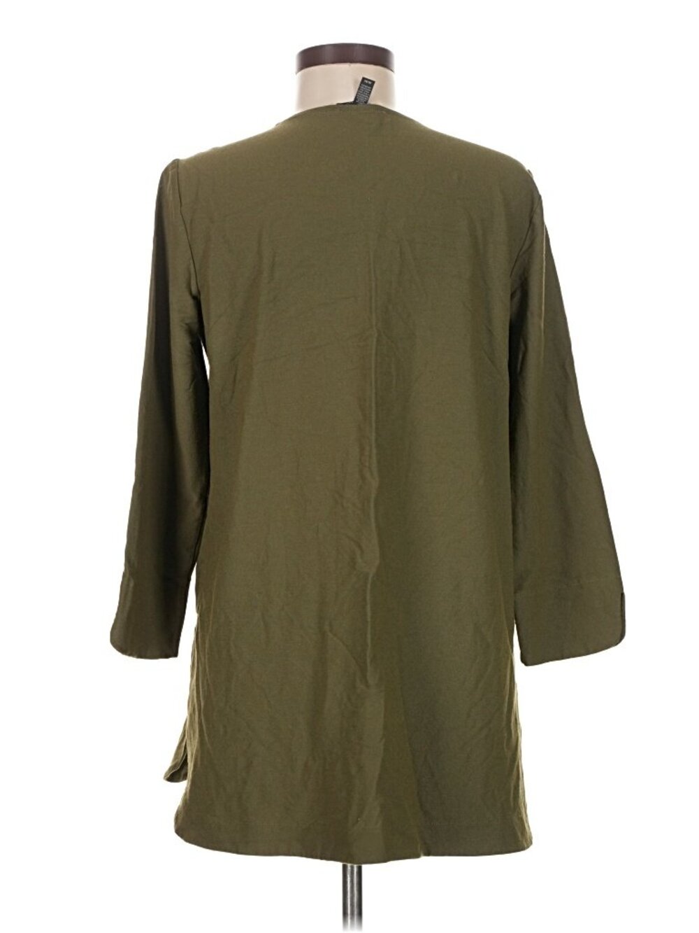Eileen Fisher Green Tunic Top 3/4 Sleeve Stretch Knit Curved Hem Size M - Picture 4 of 6